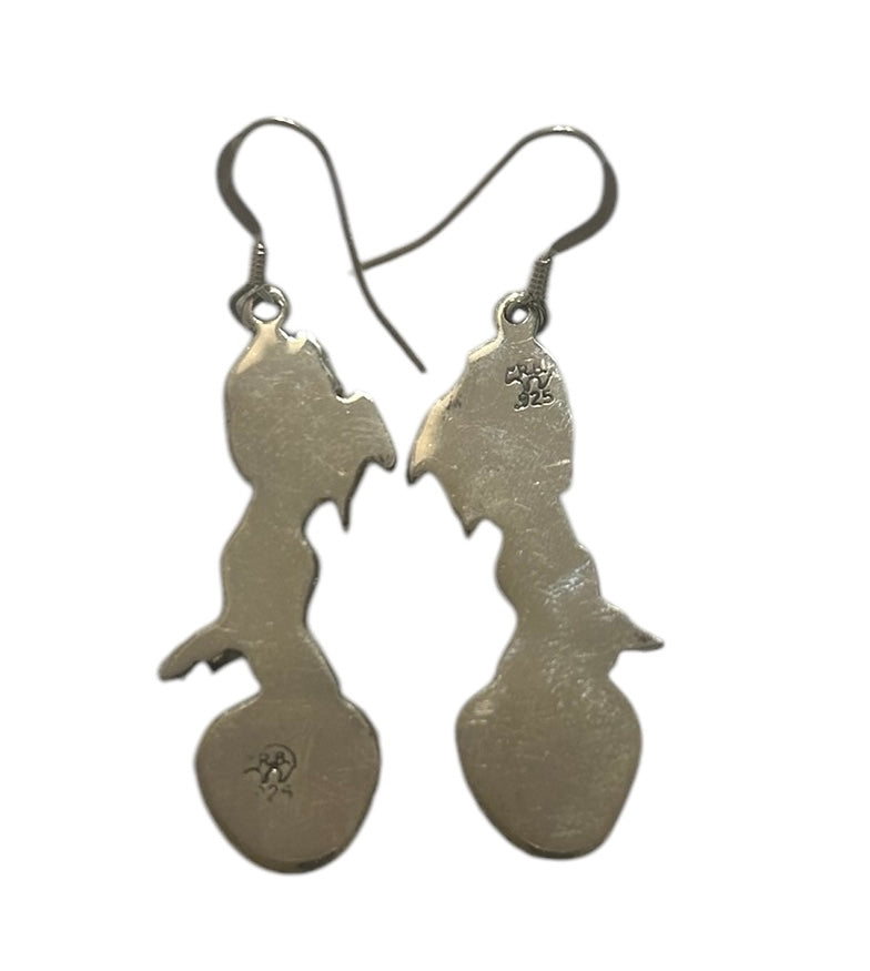 Turquoise & Silver Horse Earrings